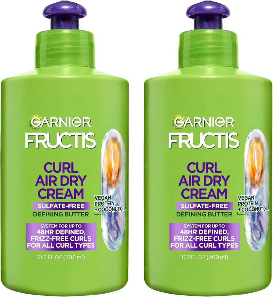Garnier Fructis Curl Nourish Air Dry Cream Leave In Conditioner, Sulfate-Free Curl Defining Cream... | Amazon (US)