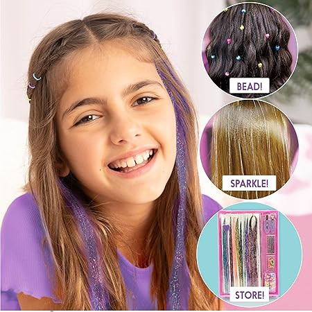 Just My Style Tinsel Hair Stylist Studio, Fairy Hair Tinsel Kit, 9 Colorful Tinsel Strands & Hair... | Amazon (US)