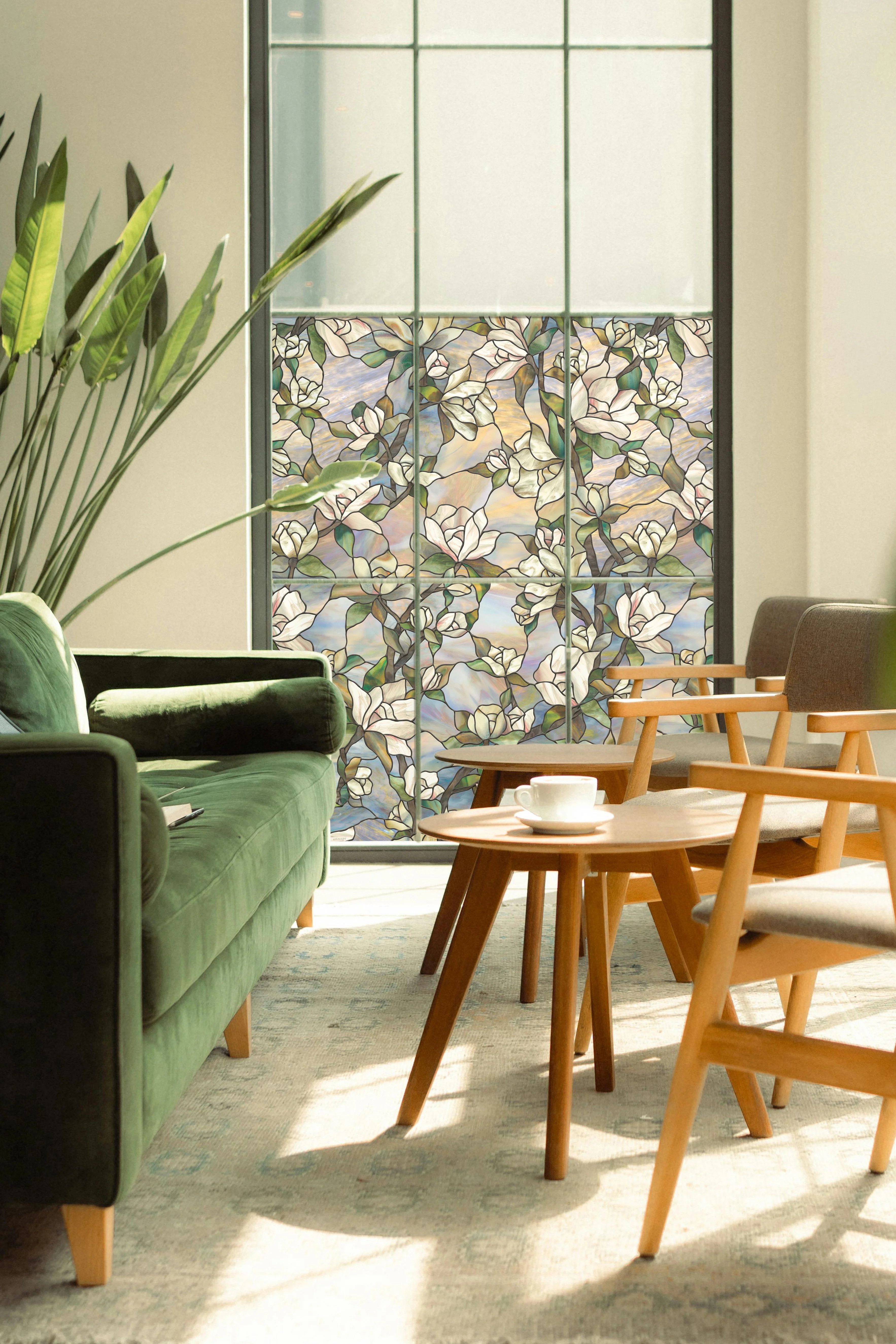 Star Magnolia | Window Film with Vibrant Colored Pattern | Made in USA | Artscape