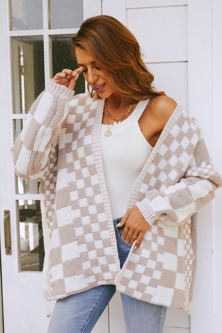 Everything To Me Checkered Open-Front Cardigan | Cupshe US