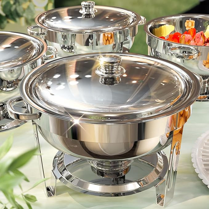 Chafing Dishes for Buffet 4 Pack, 6QT [Worry-Free Assemble] Food Warmers for Parties Buffet [Mirr... | Amazon (US)