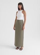 Olive Green Tailored Midaxi Skirt - Kennedy | 4th & Reckless