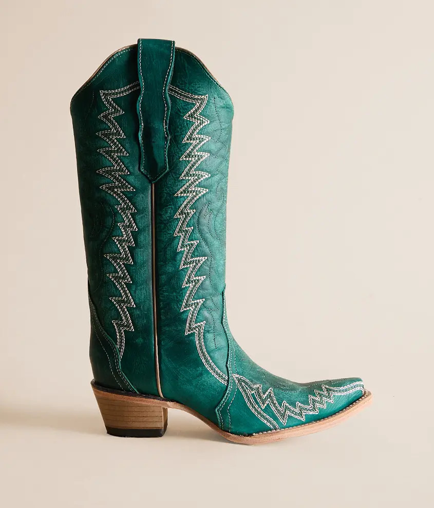Zigzag Leather Western Boot | Buckle