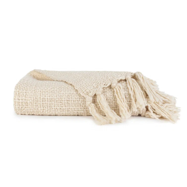 Basketweave Fringe Throw Blanket | Wayfair North America