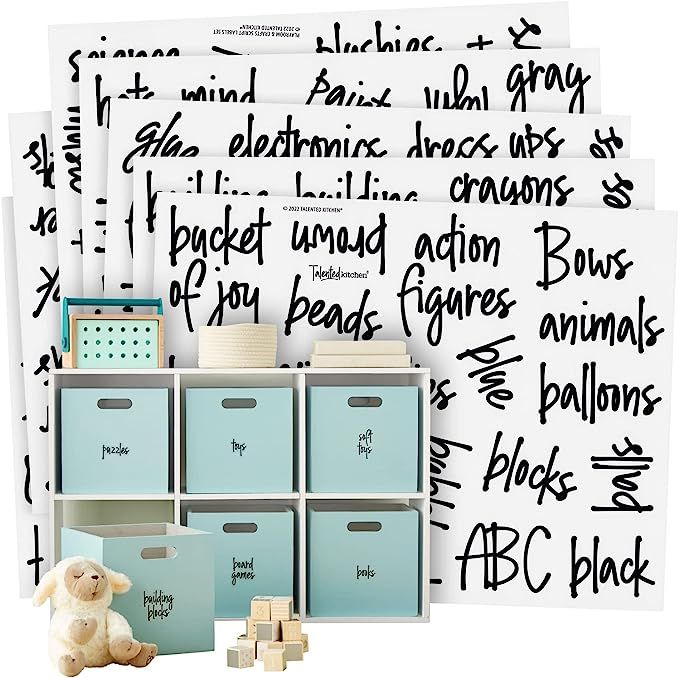 Talented Kitchen 147 Playroom Organization and Storage Labels for Toy Bins, Preprinted Black Scri... | Amazon (US)