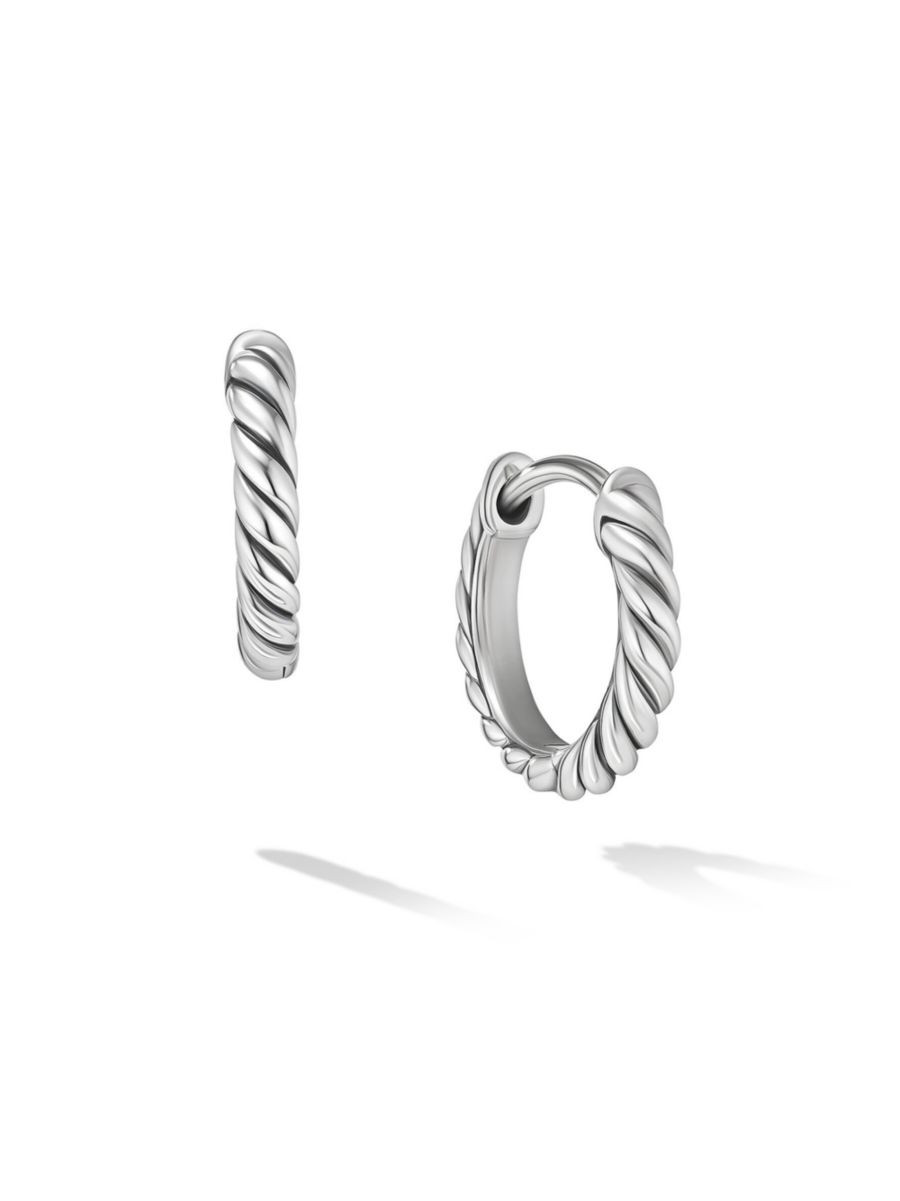 Sculpted Cable Huggie Hoop Earrings In Sterling Silver | Saks Fifth Avenue