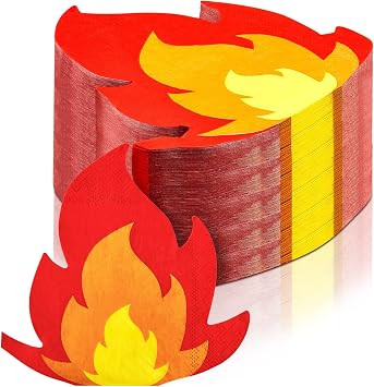 100 Pcs Fire Napkins Party Supplies 6.5 Inch Flame Napkins Disposable Paper for Firefighter Theme... | Amazon (US)