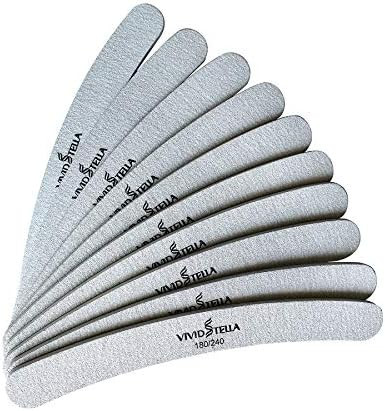 Nail Files 10 Pack Emery Boards Washable Double Sided 180 240 Grit Gray Curved Fingernail Files | Amazon (US)