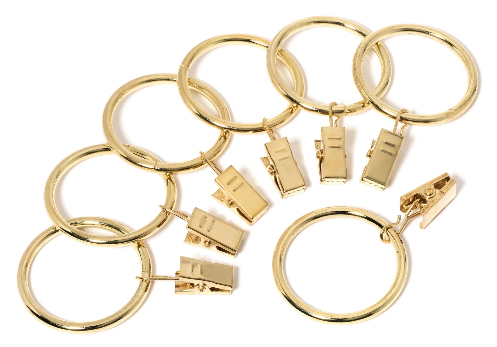 1.5 Inch Metal Curtain Clip Rings in Gold Finish, Set of 50 | Walmart (US)