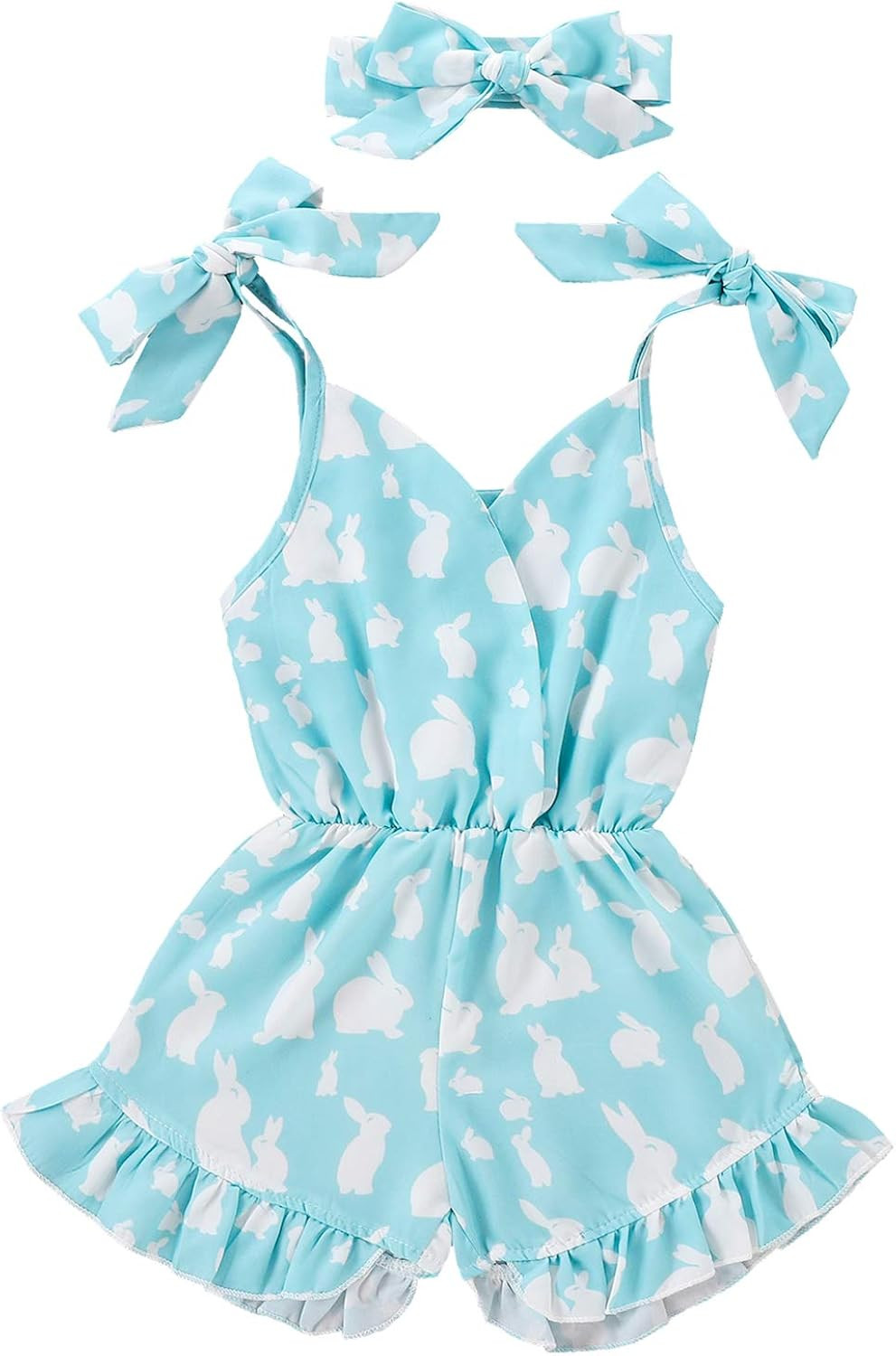Flashing boy One-Piece Toddler Kid Baby Girl Easter Outfit Bowknot Strap Romper Ruffle Bunny Prin... | Amazon (US)
