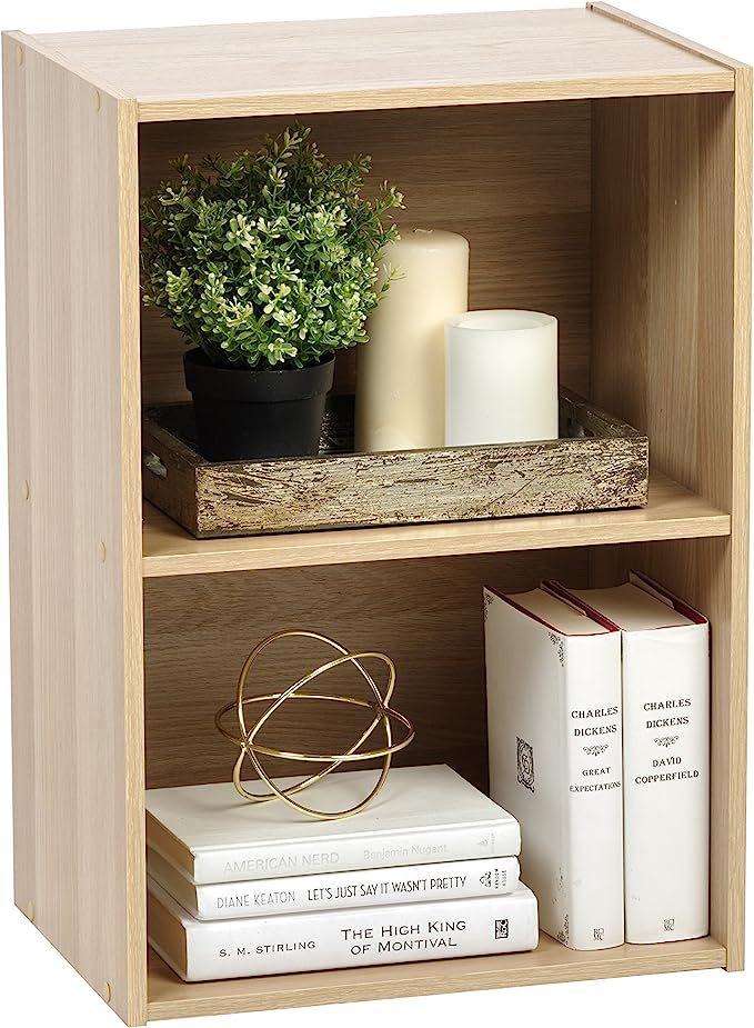 IRIS USA 2-Tier Open Cubby Storage Shelf, Small Sturdy Storage Bookshelf Cabinet for Living Room ... | Amazon (US)