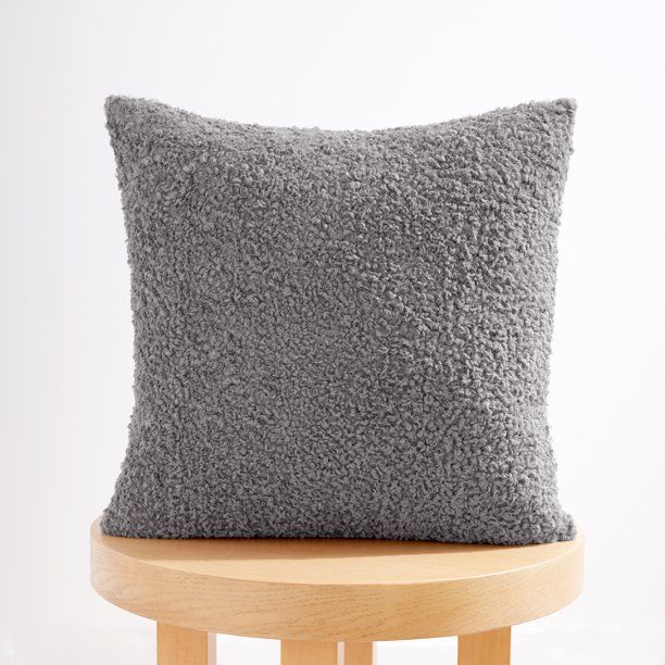 Gap Home Curly Faux Fur Decorative Square Throw Pillow, Gray, 20" x 20" - Walmart.com | Walmart (US)