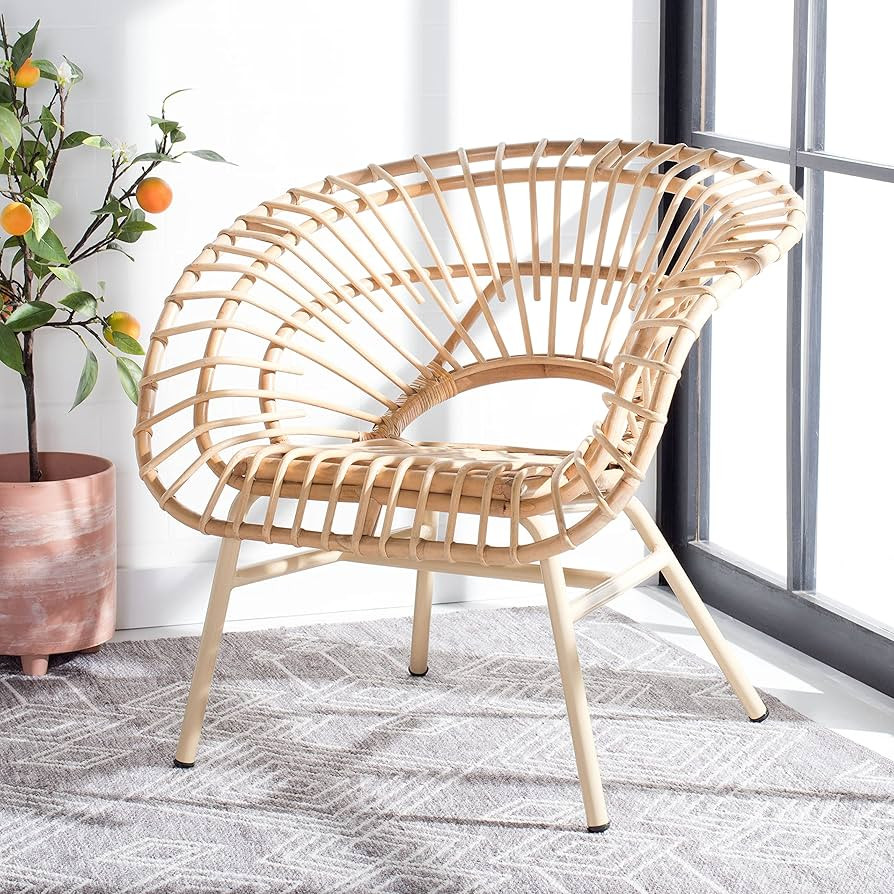 Safavieh Home Collection Savino Rattan Accent Chair ACH9901A, Natural/Cream | Amazon (US)
