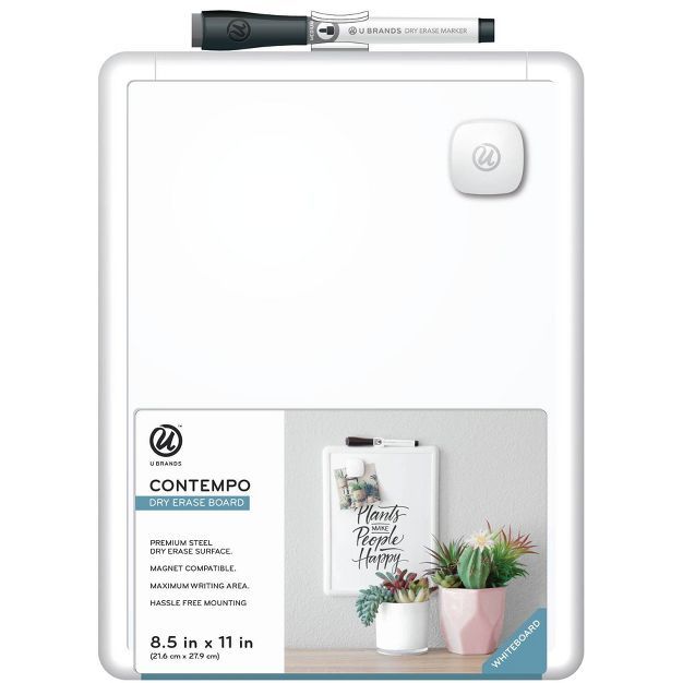 U Brands 8.5"x11" Contempo Magnetic Dry Erase Board White | Target