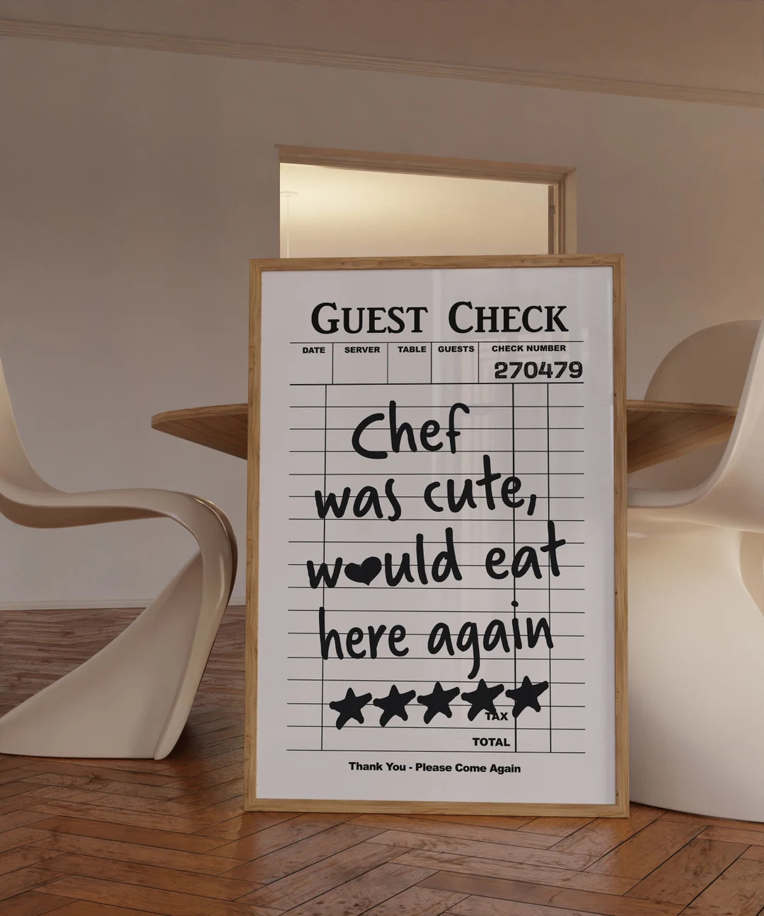 Guest Check Print Black and White, Trendy Wall Art, Chef Was Cute Would Eat Here Again, Modern Ki... | Etsy (US)