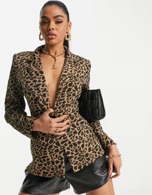 ASOS DESIGN - Blazer van jersey met jacquard dierenprint | ASOS (Global)