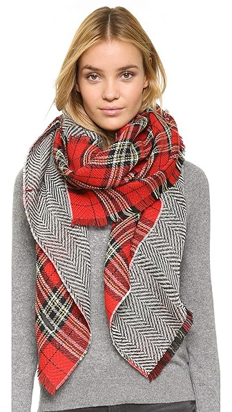 Double Plaid Herringbone Goku Square Scarf | Shopbop