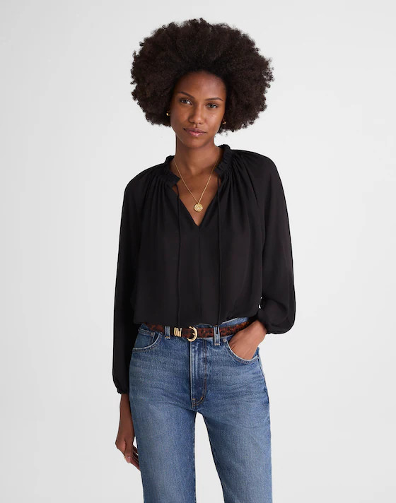 Long-Sleeve Tie-Neck Top | Madewell