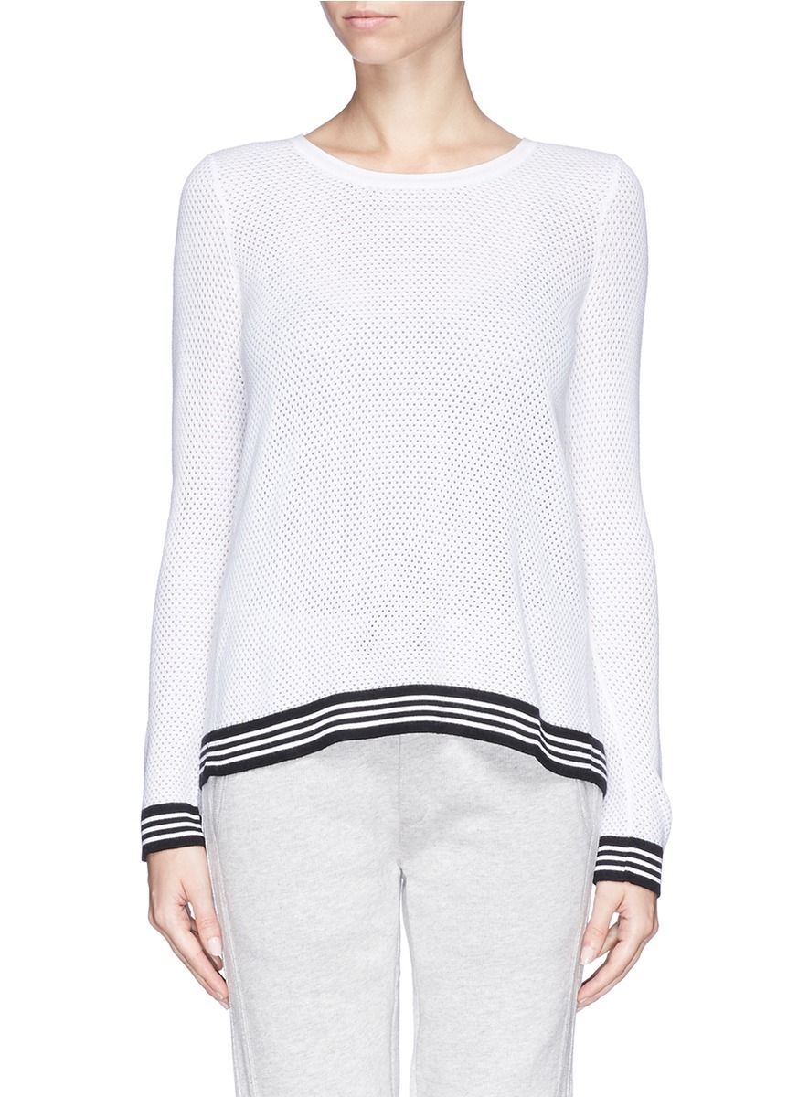 'Nikki' contrast stripe perforated sweater | Lane Crawford (US)