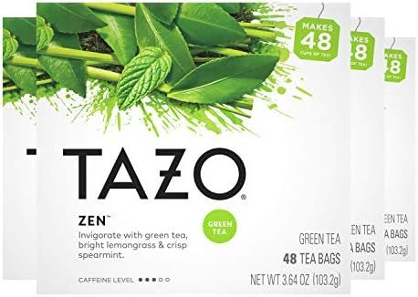 Tazo Green Tea Bags For an Invigorating Cup of Green Tea Zen Tea 48 Count, Pack of 4 | Amazon (US)