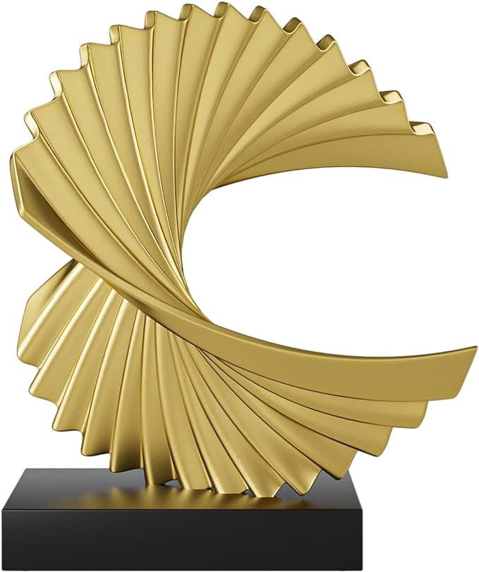 Paytonture Gold Shelf Decor Accents Ocean Wave Statue Modern Abstract Art Decor, Resin Statue Gol... | Amazon (US)