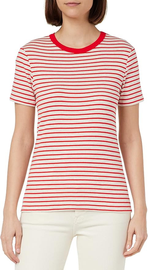 Petit Bateau Women's Iconic Cotton Round Neck T-Shirt RED Striped Sizes XXS-XL | Amazon (US)