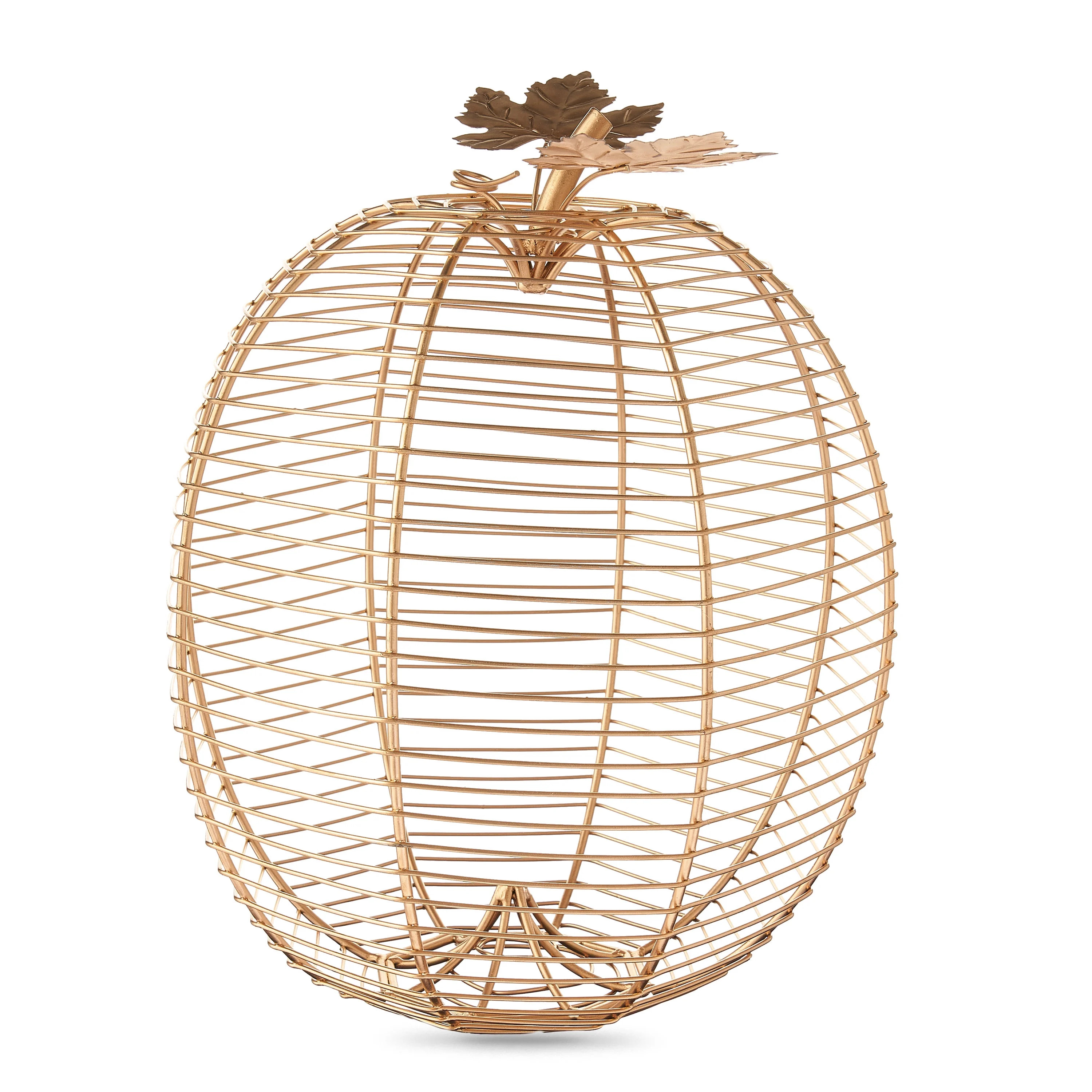 Way to Celebrate 11.5 inch Iron Pumpkin With Leaf, Copper plated | Walmart (US)