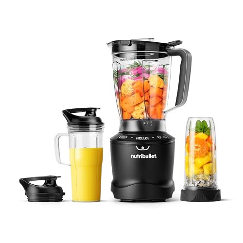 nutribullet® SmartSense Blender Combo, 1400W, 64oz Pitcher, 32oz & 24oz Cups, 5-Speed, Smoothies, Ice and Frozen Fruit, Nut Milk, Soup, Matte Black, NBF50700AK | Amazon (US)