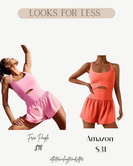 Look for less - amazon fashion vs free people work out wear - lounge wear - summer - casual outfits - workout clothes - tank - travel outfits - Amazon fashion 

#LTKunder100 #LTKFitness #LTKunder50