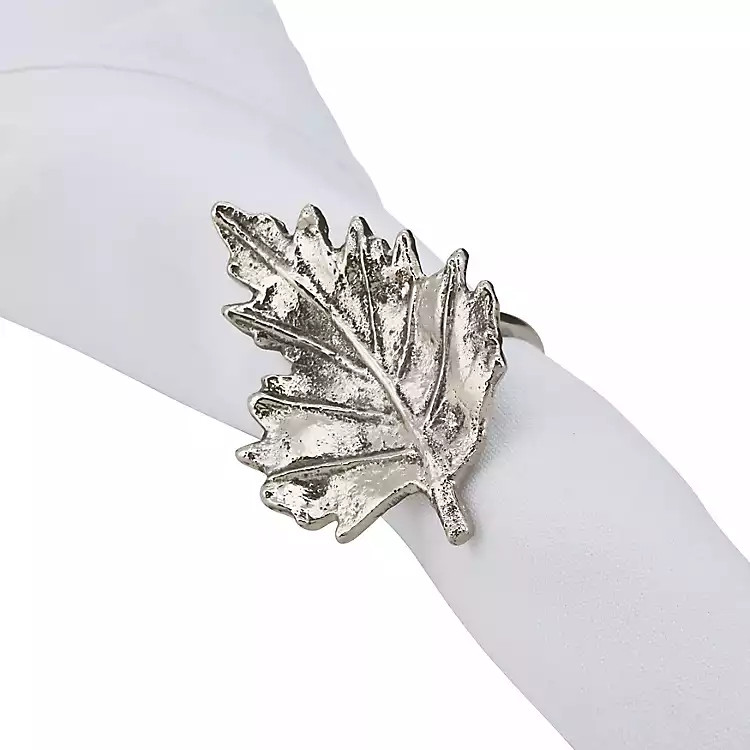 Silver Foliage Harvest Napkin Rings, Set of 4 | Kirkland's Home