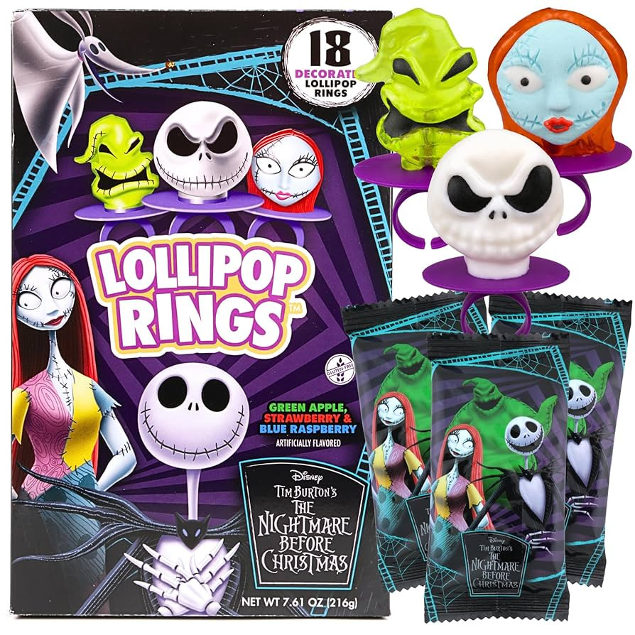The Nightmare Before Christmas Lollipop Rings, Individually Wrapped Decorated Suckers, Halloween ... | Amazon (US)