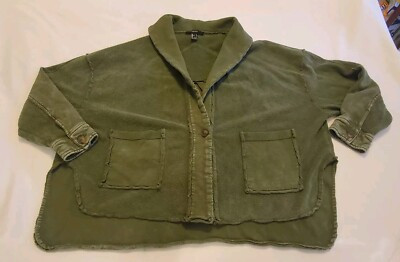 Forever 21 Womens Oversized Green Sweatshirt Cardigan Inside Out Sz L Lagenlook | eBay US
