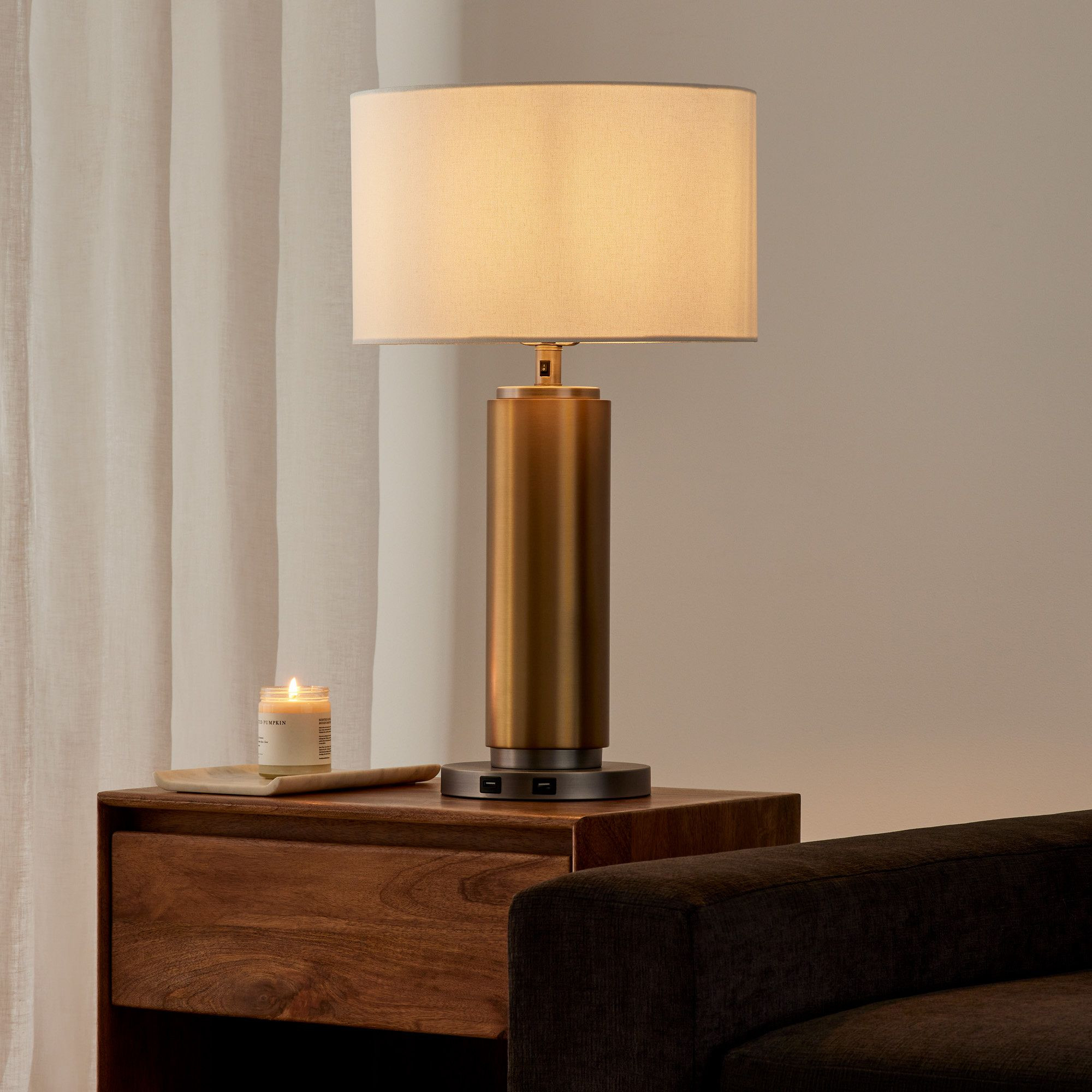 Pillar Table Lamp with USB Charger | West Elm (US)