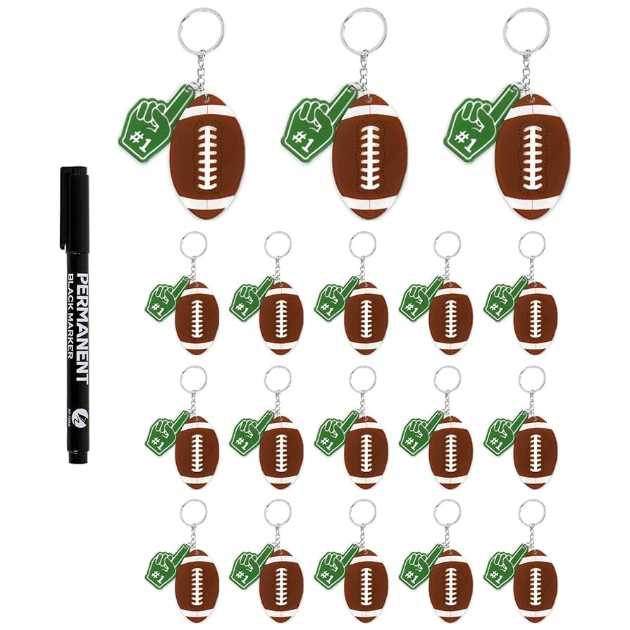 18Pcs Acrylic Football Keychain Bulk DIY Sports Theme Key Rings with Marker for Backpack Ball Bag... | Amazon (US)
