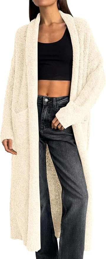 Saodimallsu Womens Open Front Long Cardigan Sweaters Oversized Chunky Fuzzy Lapel Fall 2025 Trend... | Amazon (US)
