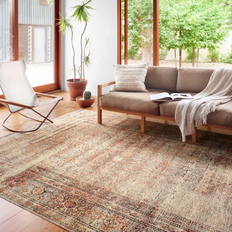 Dirk Area Rug in Natural/Brick | Wayfair North America