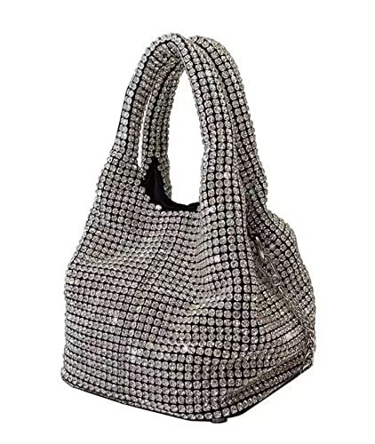 Rhinestone Mini Tote Bag Women Blingbling Sparkle Purse Crystal Clutch Handbags Silver Party Prom Wedding, silver, Mini | Amazon (UK)