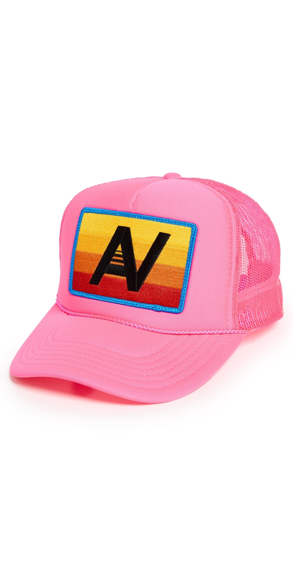Aviator Nation Logo Rainbow Vintage Low Rise Trucker Hat Neon Pink One Size | Shopbop