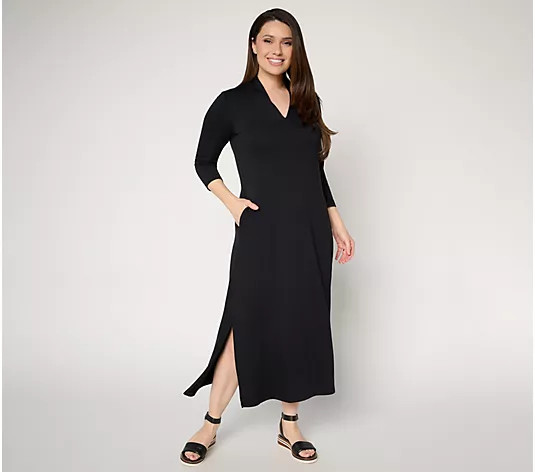 Make Your Selection: Brandis Dress Out Loud Acquitted Knit 3/4 Sleeve Pet Maxi Dress | QVC