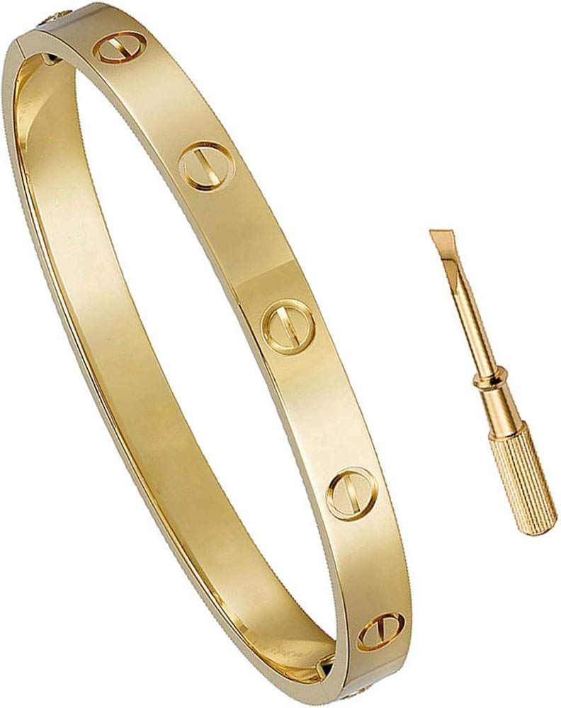 Keross Womens Fashion Buckle Bangle Titanium Steel Bracelet Love Bracelet Screw Bracelet Jewelry ... | Amazon (US)