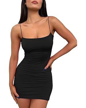 LILLUSORY Mini Dress Sexy Bodycon Dress 2024 Summer Short Backless Spaghetti Strap Tight Dresses ... | Amazon (US)