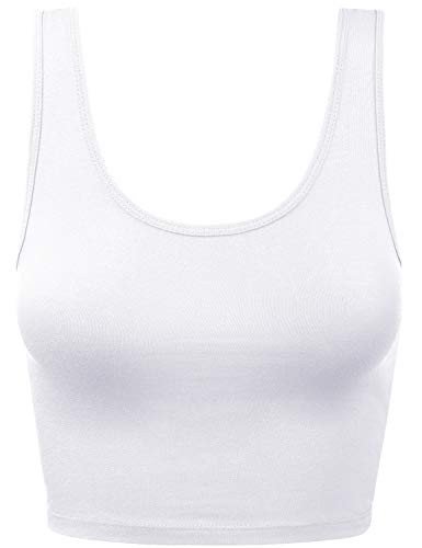 Sleeveless Racerback Crop Tank Top Camisole Backless Scoop Neck Shirts White 2X | Amazon (US)