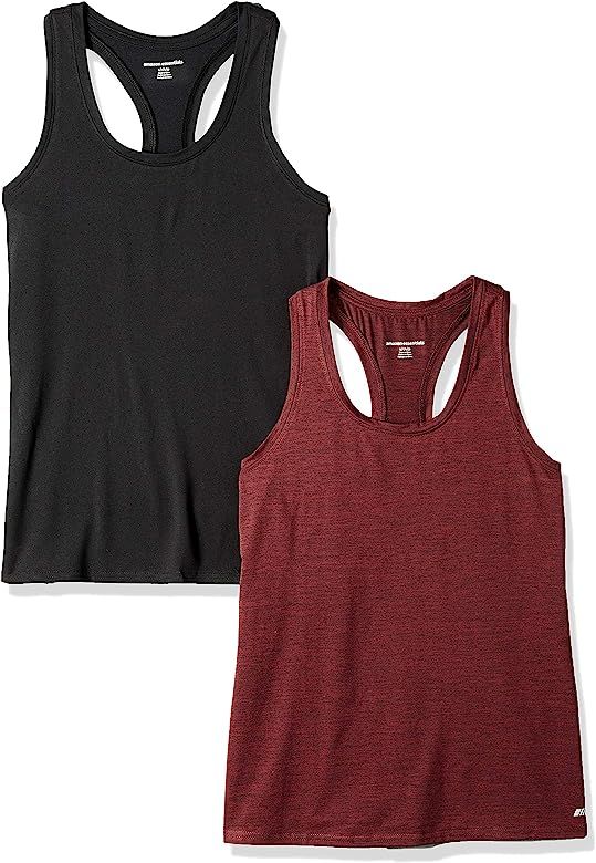 Amazon Essentials Women's 2-Pack Tech Stretch Relaxed-Fit Racerback Tank Top | Amazon (US)