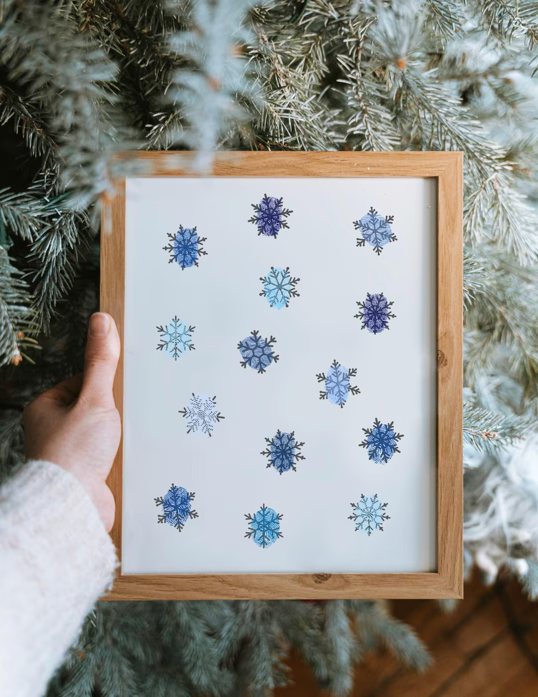 snowflake fingerprint art for toddlers | winter fingerprint activity | snow day craft for kids | ... | Etsy (US)