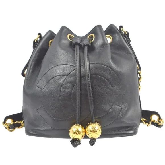 Chanel Black Lambskin Bucket Shoulder Bag 59884 | Poshmark