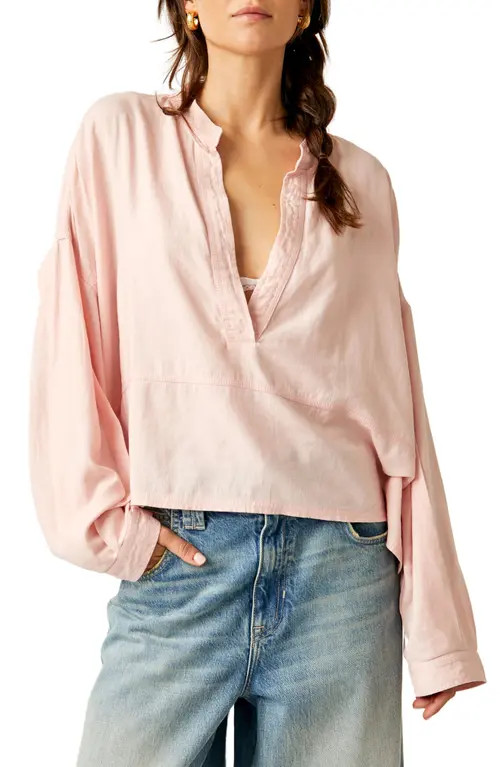 Free People Jude Linen Blend Top in Rosewater at Nordstrom, Size Small | Nordstrom