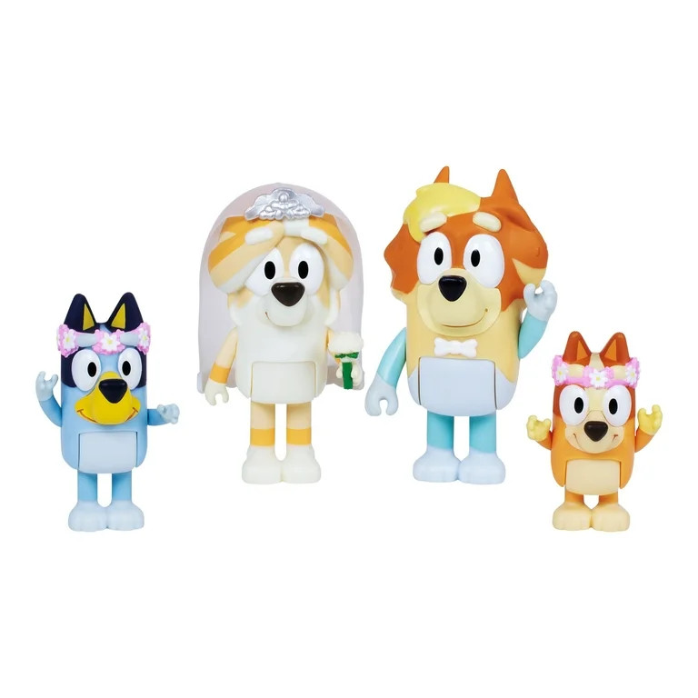 Bluey 4-Pack Wedding Figures, Includes Uncle Rad, Frisky, Bluey and Bingo, Toys for Kids 3-6 Year... | Walmart (US)