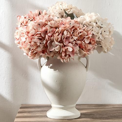 Ceramic Rustic Flower Vase with Handles, 8.46 Inch Tall Vintage Pottery Home Decor, Farmhouse Ter... | Amazon (US)