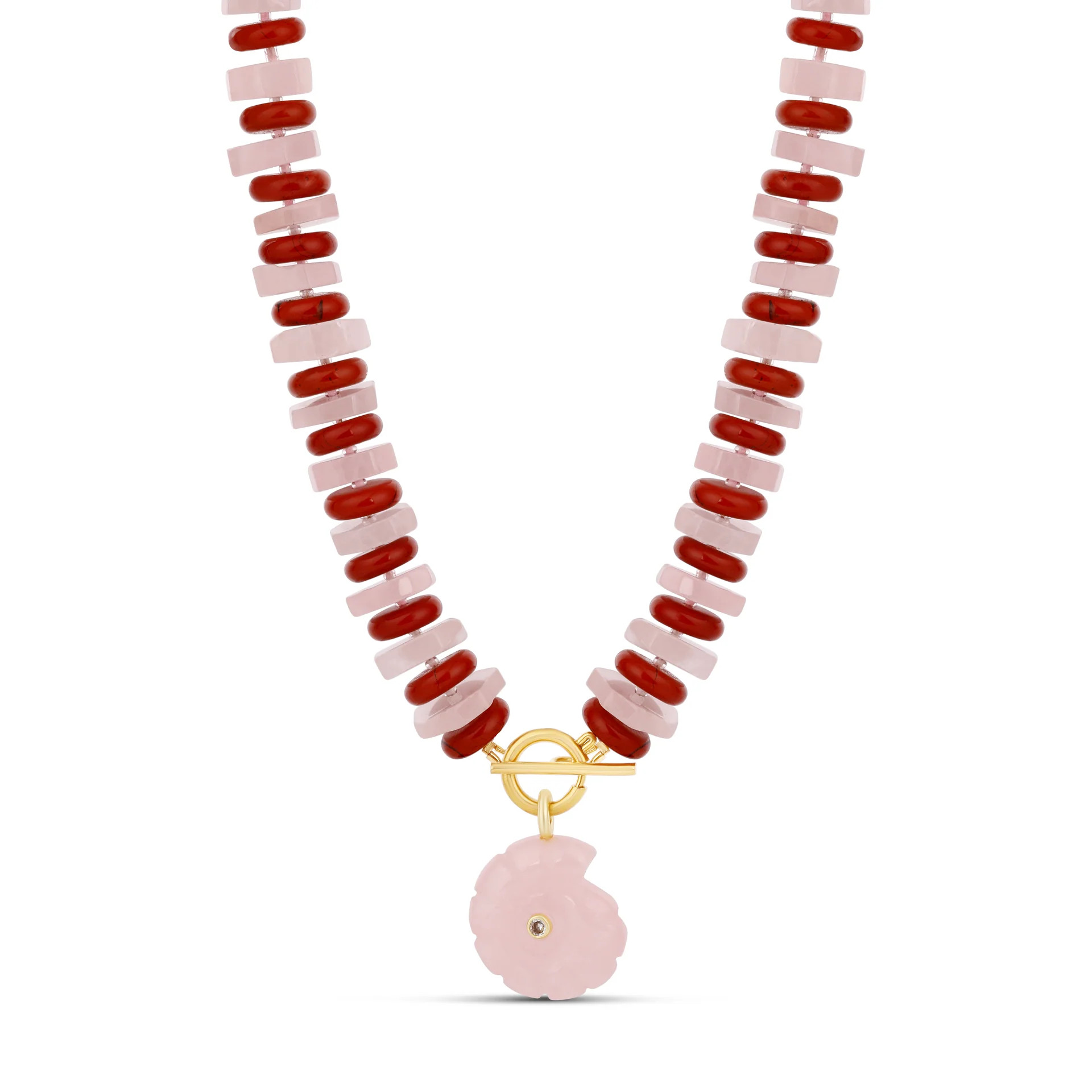 Rose & Red Beaded Flower Pendant Necklace | Hannah B. Jewelry