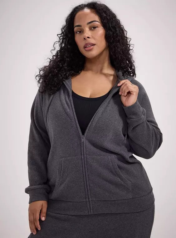 TRU Fleece Zip-Up Hoodie in Grey | Torrid (US & Canada)
